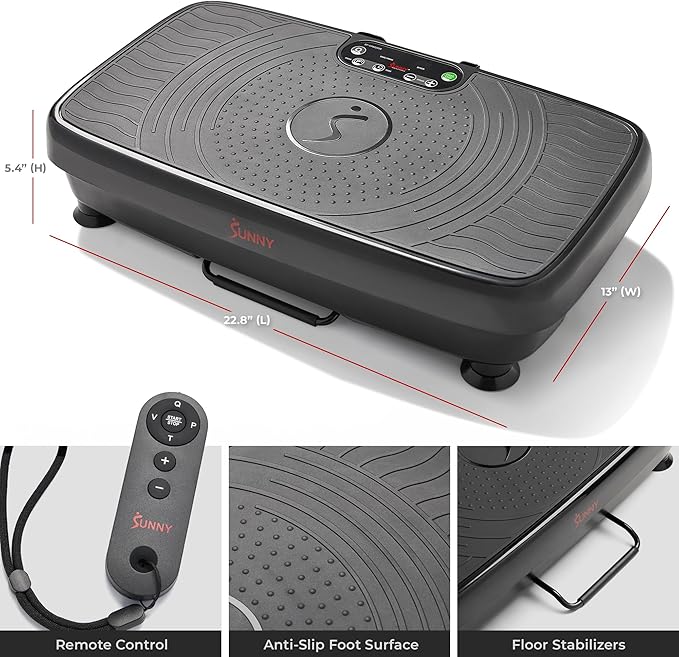 Sunny Health & Fitness Fitboard Vibration Platform Exercise Machine with Multiple Speed Settings and Vibration Modes for Multipurpose Workouts
