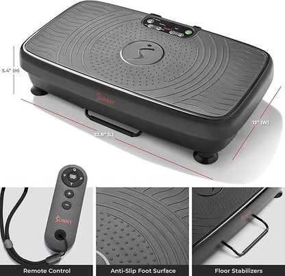 Sunny Health & Fitness Fitboard Vibration Platform Exercise Machine with Multiple Speed Settings and Vibration Modes for Multipurpose Workouts