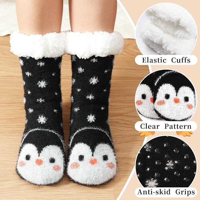 JaosWish Cat Fuzzy Socks Womens Pilates,Postpartum Essentials Non Slip Grip Slippers Hospital Socks for Labor Delivery