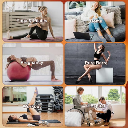 yeuG Grip Pilates Socks for Women Yoga Socks with Grips Open Top Non Slip Grippy Socks for Barre, Ballet, Barefoot Workout