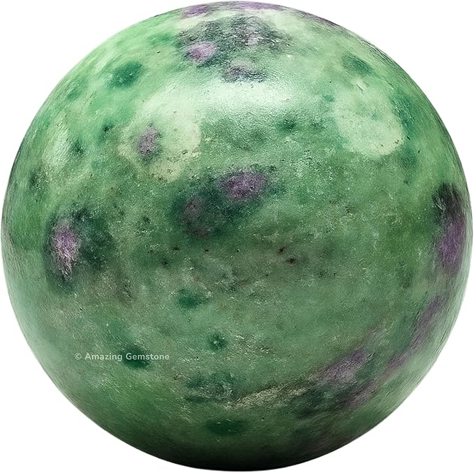 Amazing Gemstone Ruby Fuchsite Crystal Ball with Stand - 2 Inches Crystal Sphere Meditation Balls for Witchcraft and Decorative Balls