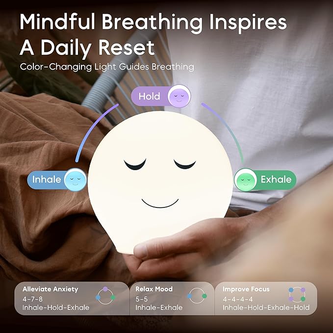 Breathing Pal 'Benny'- Mindfulness Breathing Light, Guided Visual Meditation Breathing Light, Anxiety Relief Items for Calm Down Corner/Meditation/Sleep for Adult&Kid