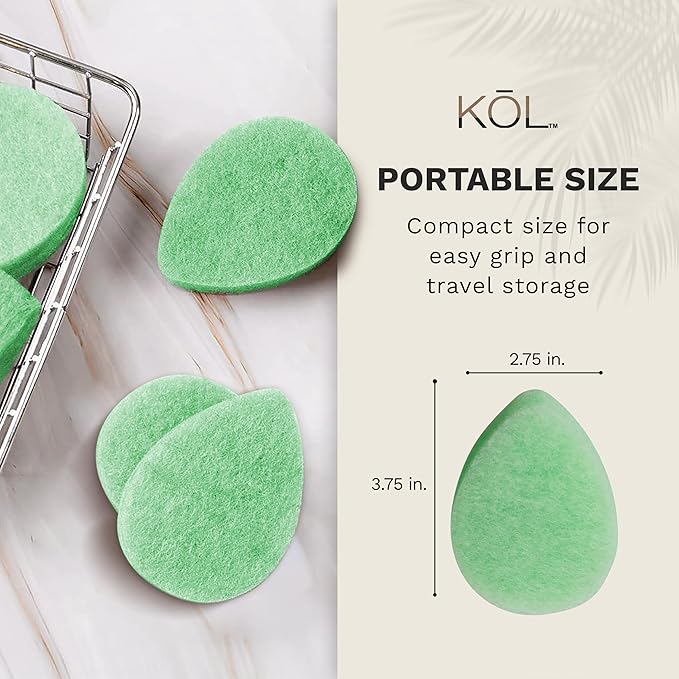 KOL Face Scrubber, Cucumber Infused Exfoliating Facial Cleansing Pads, Disposable Exfoliator Face Sponge for Daily Cleaning and Makeup Removal, 6 Count