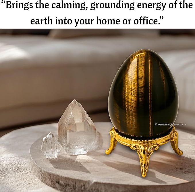 Amazing Gemstone Tiger Eye Crystal Yoni Egg, 2 Inches - Crystals and Healing Stones Yoni Egg for Pelvic Floor Health, Natural Healing Crystal Eggs for Meditation and Stress Relief