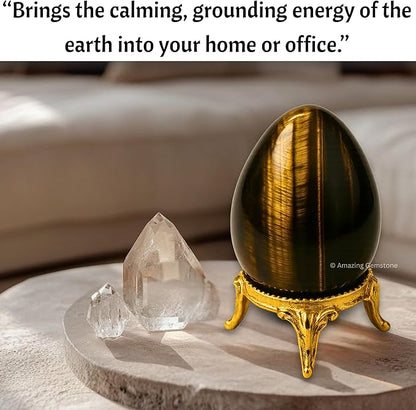 Amazing Gemstone Tiger Eye Crystal Yoni Egg, 2 Inches - Crystals and Healing Stones Yoni Egg for Pelvic Floor Health, Natural Healing Crystal Eggs for Meditation and Stress Relief
