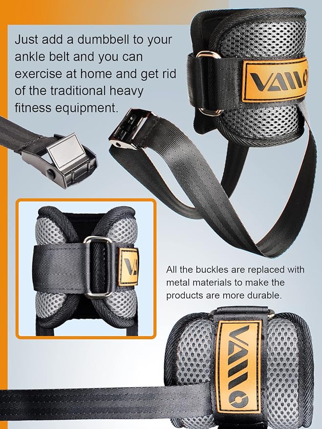 VAIIO Adjustable Weight Dumbbell Ankle Straps, Ankle Bands for Working Out Booty Workouts-Kickbacks, Leg Extensions, Lower Body Strength Training, Pelvis Muscle Exerciser for Men and Women