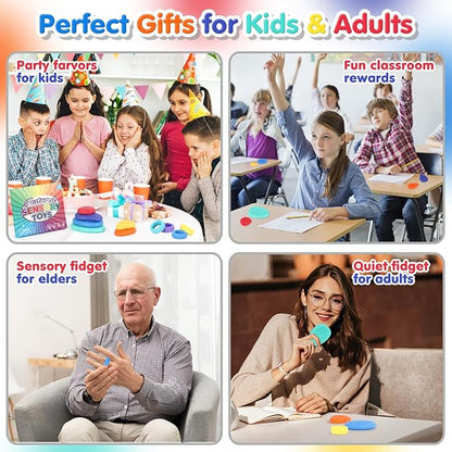 Fidget Sensory Stone Toys for Kids: 12 Pack Textured Soft Worry Stone Sensory Rings for Autism Kid Classroom Calming Down Tools Quiet Stress Anxiety Finger Toy Basket Stocking Stuffer