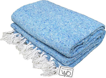 Open Road Goods Solid Color Mexican Yoga Blanket – Large Handwoven Throw for Yoga, Beach, Camping or Home – Soft and Durable Cotton Blend