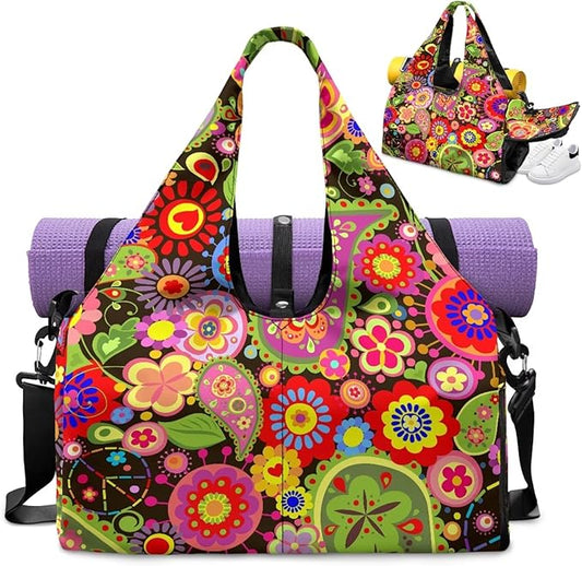 Yoga Mat Bag for Women Men Large Carryall Tote with Adjustable Shoulder Strap for Gym Yoga Travel Pilates Office