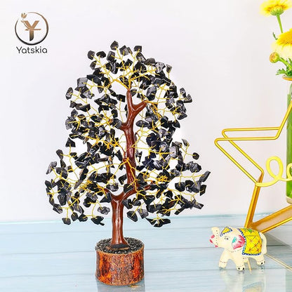 YATSKIA Black Tourmaline Crystal Tree, Gemstone Tree Home Office Decor, Spiritual Decor, Crystal Gifts