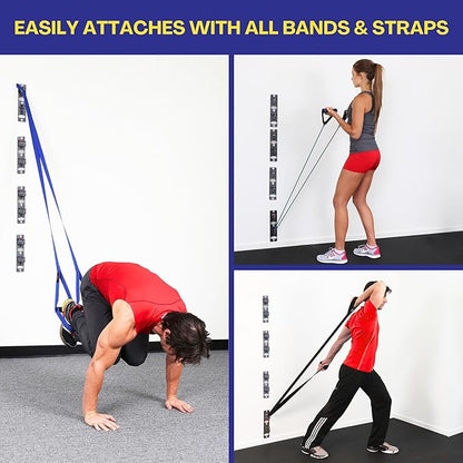 Anchor Gym Plus Station - Resistance Band Wall Mount System (4 Units, 8 Anchoring Points) | Wall Anchors for Resistance Bands, Bodyweight Straps, Cables & Workout Ropes | Heavy-Duty Gym Wall Anchors