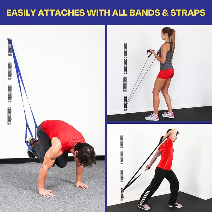 Anchor Gym Pro Station Resistance Band Hooks with 6 Units 12 Anchoring Points - Resistance Band Wall Mount for Home Fitness Gyms (Wood Mounting Screws Included)
