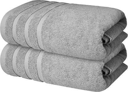 Infinitee Xclusives 100% Cotton Luxury Bath Towels Set of 2 (27x54 Inches) (Charming Grey, Bath Towels - Pack 2)