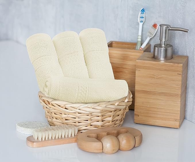 Utopia Towels 8 Piece Premium Towel Set, 2 Bath, 2 Hand, and 4 Wash Cloths, 600 GSM 100% Ring Spun Cotton, Highly Absorbent Towels for Bathroom, Gym, Hotel, and Spa, Ivory