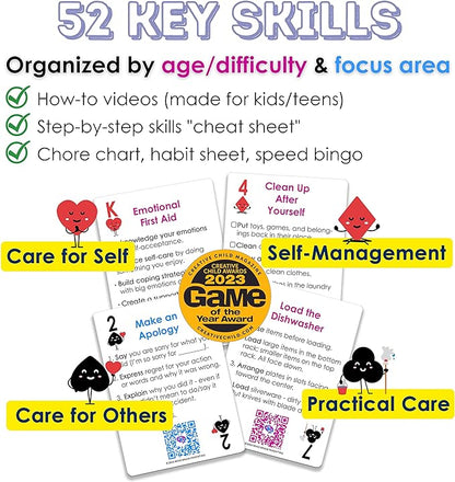 Mind Brain Emotion 52 Essential Life Skills: No-Excuses Game to Teach Kids, Teens & Adults How to Care for Self & Chores, Practical Solution for Responsible Boys, Confident Girls, Happy Family