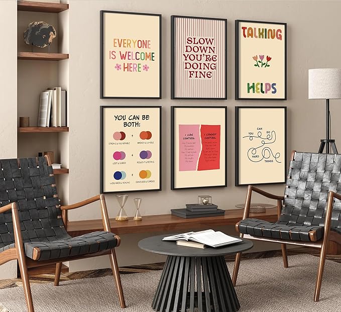 Mental Health Wall Art Therapy Office Psychology Wall Decor Self Care Quote Painting Picture Anxiety Relief Poster Calming Corner Prints Artwork for Office Home Studio Bedroom Living Room Home Decor (12*16)