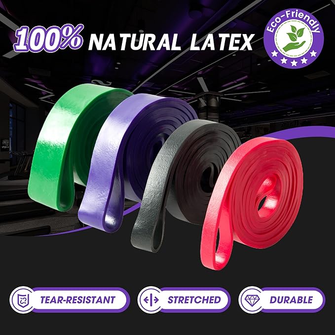 4-Level Resistance Bands Set for Pull Up Assistance, Home Gym - Elastic Silicone Exercise Bands for Physical Therapy, Stretching, Training - Workout Equipment for Women & Men