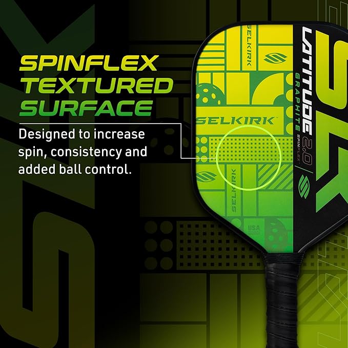 SLK Latitude 2.0 Pickleball Paddle | G4 Graphite Pickleball Paddle Face | Rev-Core+ Technology with SpinFlex Surface | Redesigned for Performance and Control