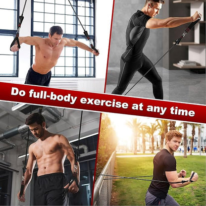 Resistance Band Set. Exercise Bands with Handles, Door Anchor and Ankle Strap. Home Gym, Supports Full-Body Workouts - with Training Guide and Fitness Video