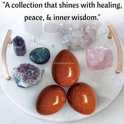 Amazing Gemstone Red Goldstone Crystal Yoni Egg, 2 Inches - Premium Crystals and Healing Stones Yoni Egg for Pelvic Floor Health, Natural Healing Crystal Eggs for Meditation and Stress Relief
