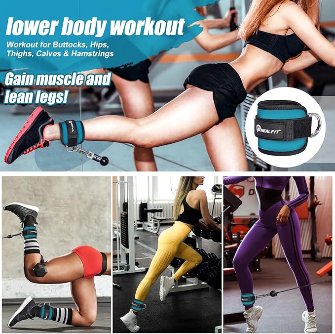 Ankle Strap for Cable Machine, Gym Ankle Cuff for Kickbacks, Leg Extensions, Glute Workouts, Booty Hip Abductors Exercise for Women and Men