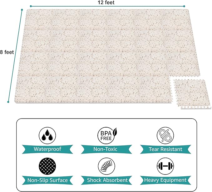 Sorbus Wood Grain Floor Tiles Foam Mat EVA Interlocking Mats Tile 3/8-Inch Thick Flooring Wood Puzzle Exercise Mats w/Borders - Home Playroom Basement, Apartment, Trade Show, Baby, Dance