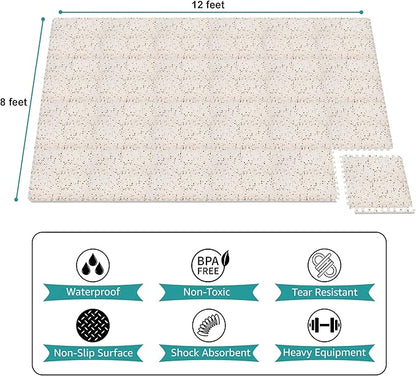 Sorbus Wood Grain Floor Tiles Foam Mat EVA Interlocking Mats Tile 3/8-Inch Thick Flooring Wood Puzzle Exercise Mats w/Borders - Home Playroom Basement, Apartment, Trade Show, Baby, Dance