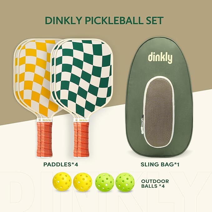 Pickleball Paddles Set of 2/4 - USAPA Approved Graphite/Fiberglass Pickleball Racket, 2/4 Pickleball Rackets, 4 Balls and 1 Portable Carry Bag, Pickle Ball Set for Men Women