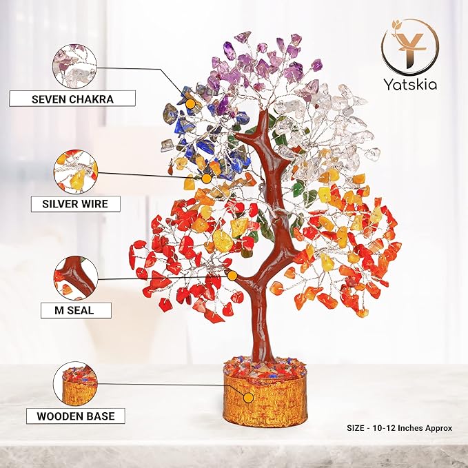 YATSKIA 7 Chakra Crystal Tree of Life, Gemstones and Crystals, Crystals Home Office Decor, Birthday Gifts for Women