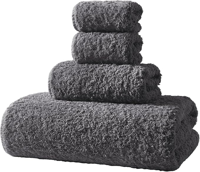 REDKISS Ultra-Plush Bath Towel Set - 900GSM Premium Thick Cotton for Bathroom & Spa, Super Absorbent Quick-Dry Bath Sheets with No Shedding (4-Piece Set for Luxury Hotel & Home Use)-Smoky Grey