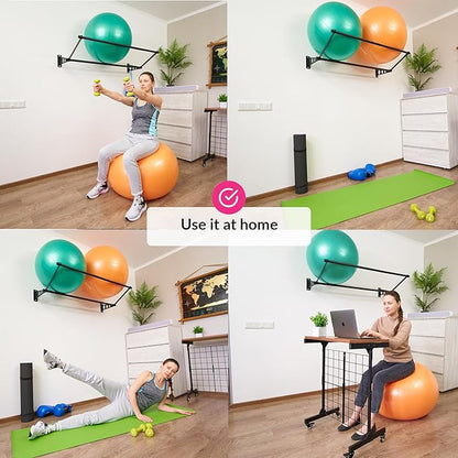 Exercise Ball Holder | Organize Your Space | Wall Mounted Rack | Yoga Stability Ball Holder | Exercise Wall Mount | Fitness Ball Rack | For Gyms, Studios, Home Gyms | Matte Black