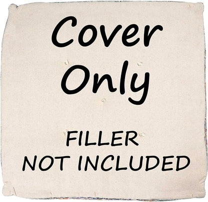 Large Floor Pillow Cover Square Meditatioמ Square Cushion Case Boho Room Décor Moroccan Seating Area Pouf Perfect for Living Room, Bedroom, Nursary or Children Room Cotton 24x8 Unstuffed