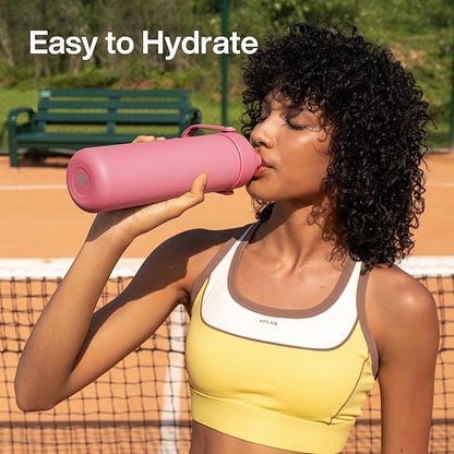 Insulated Water Bottle with Straw Stainless Steel Water Bottle, Leak-Proof, BPA-Free, Double Wall Vacuum Keeps Cold for 24 Hours for Sports, Travel, School (26 oz, Tulip)