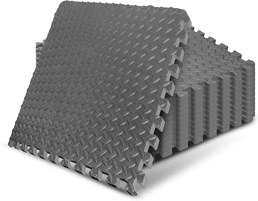 Yes4All 24SQFT-120SQFT Puzzle Exercise Mat for Home Gym, EVA Interlocking Foam Floor Tiles with Border for Workout Equipment