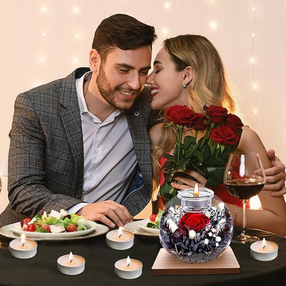 Preserved Roses - Birthday Gifts for Her, Preserved Flower in Glass Dome with Scented, Romantic Gifts for Women, Wife, Girlfriend on Birthday, Wedding Anniversary, Thanksgiving Day, Christmas Day-Red