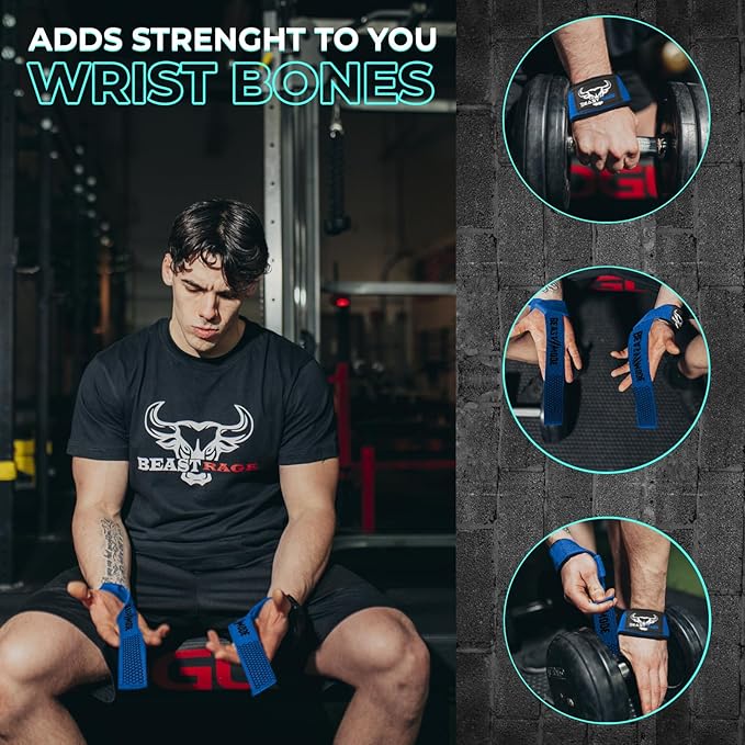 BEAST RAGE Lifting Wrist Straps for Weightlifting, Weight Lifting Straps Gym Grip Power Workouts Lifting Straps Padded Cotton Men Women Wrap Lift Deadlift Straps Hard Pull Exercise