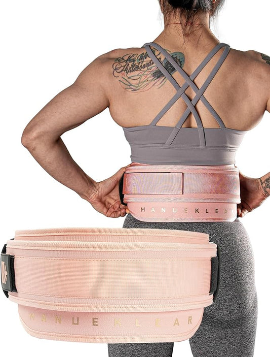 MANUEKLEAR Weight Lifting Belts for Men and Women, Gym Weight Belt with Carabiner Quick Locking, Double-Layer Weightlifting Belt for Workout Squat Powerlifting Deadlift