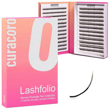 Curacoro LashFolio Wet Promade Fans, Handmade Volume Eyelashes, 5D To 10D, C CC D Curl, 0.03~0.07 mm, 8-13mm Mix Length, Professional Long-Lasting Promade Lash Fans (5D-0.07 C 8mm-13mm)
