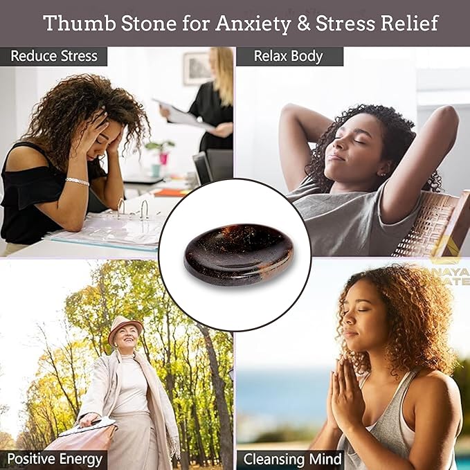 Garnet Worry Stones – Crystal Thumb Worry Stone for Anguish, Stress – Relaxing and Soothing Balance Stones for Meditation, Stress Relief – Healing Stones and Crystals for Men and Women