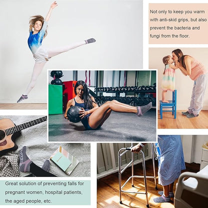 Muezna Non Slip Yoga Socks for Women, Anti-Skid Pilates, Barre, Hospital Socks with Grips, Size 5-10