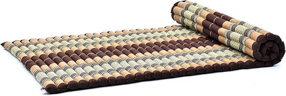 Leewadee - Kapok Roll Mat – Handcrafted Folding Sleep & Relaxation Mattress from Thailand, Ideal as Guest Bed, Camping Mat, Yoga Mat or Traditional Futon, 75 x 39 inches, Brown
