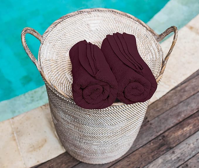 Utopia Towels 24 Pack Cotton Washcloths Set, 100% Ring Spun Cotton, Premium Quality Flannel Face Cloths, Highly Absorbent and Soft Feel Fingertip Towels, Burgundy