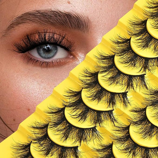 Lashes Dramatic False Eyelashes Natural Lashes Strips Fluffy Cat Eye Lash Natural Look 10 Pairs Wispy Fake Eyelashes Pack 15mm Cateye Full Thick Pestañas for Women
