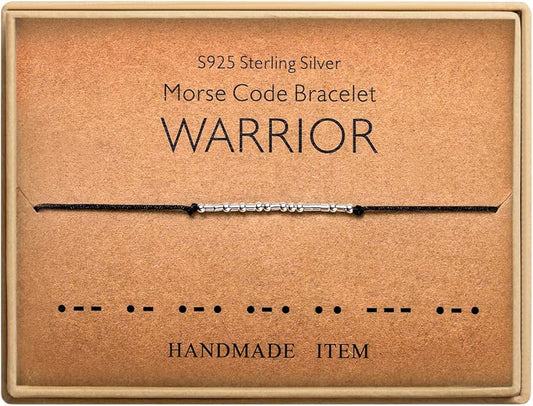 KGBNCIE Morse Code Bracelet for Women Sterling Silver Beads on Silk Cord Secret Message Fuck Friendship Inspirational Encouragement Bracelet Gift for Her