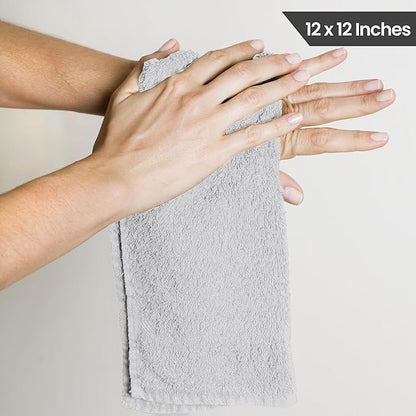 Utopia Towels 24 Pack Cotton Washcloths Set, 100% Ring Spun Cotton, Premium Quality Flannel Face Cloths, Highly Absorbent and Soft Feel Fingertip Towels, Silver