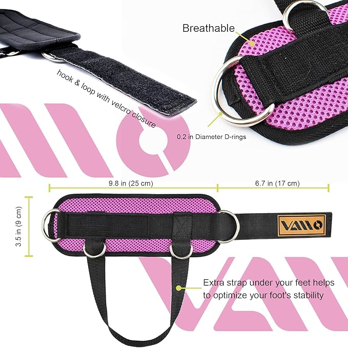 VAIIO Ankle Straps for Cable Machines,Adjustable Comfort fit Neoprene, Reinforce Double D-Ring - Premium Ankle Cuffs to Improve Abdominal Muscles, Lift The Butts, Tone The Legs for Men & Women