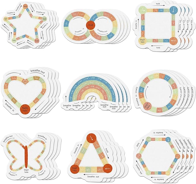 36 Pcs Anxiety Sensory Stickers Mental Health Stickers Fidget Textured Strips Toys Adhesive Tactile Calm Relief Items for Adults Desk School Counselor Classroom(Retro Breath Style)