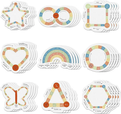 36 Pcs Anxiety Sensory Stickers Mental Health Stickers Fidget Textured Strips Toys Adhesive Tactile Calm Relief Items for Adults Desk School Counselor Classroom(Retro Breath Style)