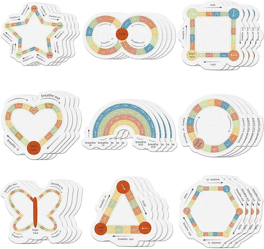 36 Pcs Anxiety Sensory Stickers Mental Health Stickers Fidget Textured Strips Toys Adhesive Tactile Calm Relief Items for Adults Desk School Counselor Classroom(Retro Breath Style)