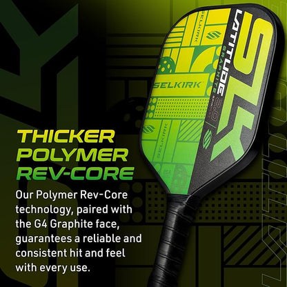 SLK Latitude 2.0 Pickleball Paddle | G4 Graphite Pickleball Paddle Face | Rev-Core+ Technology with SpinFlex Surface | Redesigned for Performance and Control